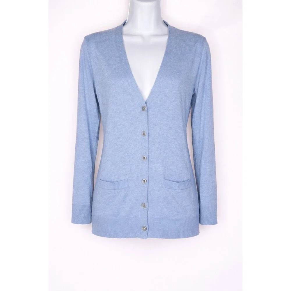 Old Navy  M Blue Button‎ Front Cardigan Knit Pockets Preppy Capsule Wardrobe